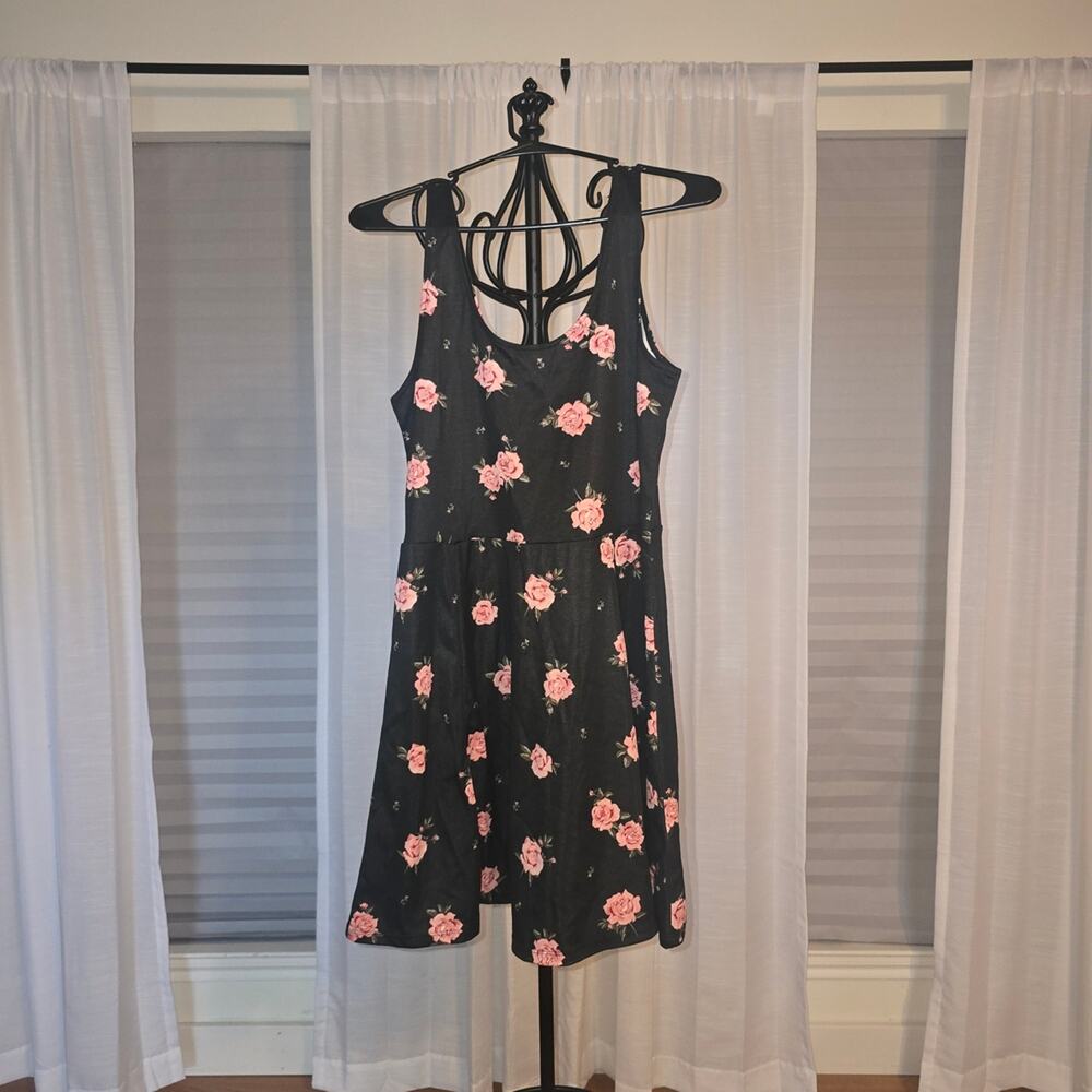 Divided Black Floral Mini Dress Sz12